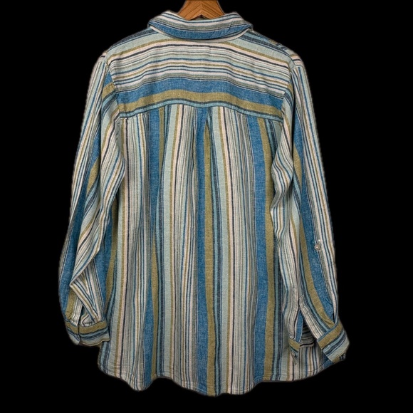 Naturals D&Co Women Linen Button Down LongSleeve Shirt Sz L Beach Coastal Summer - Picture 4 of 10